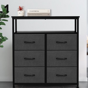 FONTOI 6 Drawer Dresser, Storage Cabinets, Multi-Compartment Storage Cabinet, Graceful Organization, for Family Rooms,  Black, 31.5"*11.8"*34.25" - 1 of 4