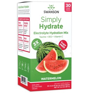 Swanson Simply Hydrate Electrolyte Hydration Mix - Watermelon, 30 Stick Packs - 1 of 4