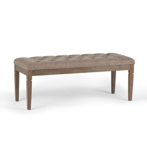 Hopewell Tufted Ottoman Bench Fawn Brown Linen Look Fabric - Wyndenhall