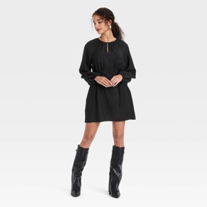 Women's Ballon Long Sleeve Belted Mini Dress - A New Day™ - 1 of 3