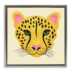 Stupell Industries Modern Wild Cheetah Face Black Framed Floater Canvas Wall Art - 1 of 4