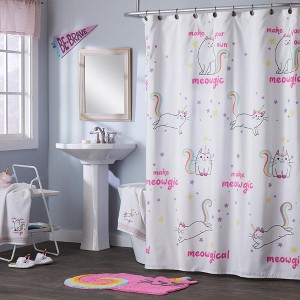 SKL Home Saturday Knight Ltd Meowgic Mythical Caticorn Design With Soft, Durable Fabric Shower Curtain - 70x72", Multi - 1 of 3
