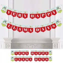 Big Dot of Happiness Fa La Llama - Christmas and Holiday Party Bunting Banner - Party Decorations - Very Merry Llama Day