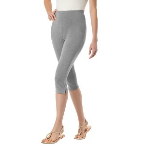 Woman Within Women's Plus Size Stretch Cotton Capri Legging - 1 of 4