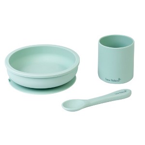 SARO "Nordic Party" 3-Piece Silicone Baby Feeding Set: Suction Plate, Spoon & Cup for Self-Feeding - 1 of 4