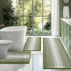 BAGOKIE 3 Piece Chenille Bathroom Rug Set - 1 of 3