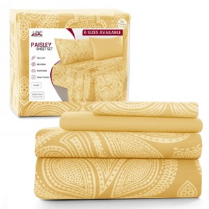6 Piece Sheet Sets Paisley Printed Sheets Set Ultra Soft Deep Pocket Microfiber Bed Sheets - Lux Decor Collection - 1 of 4