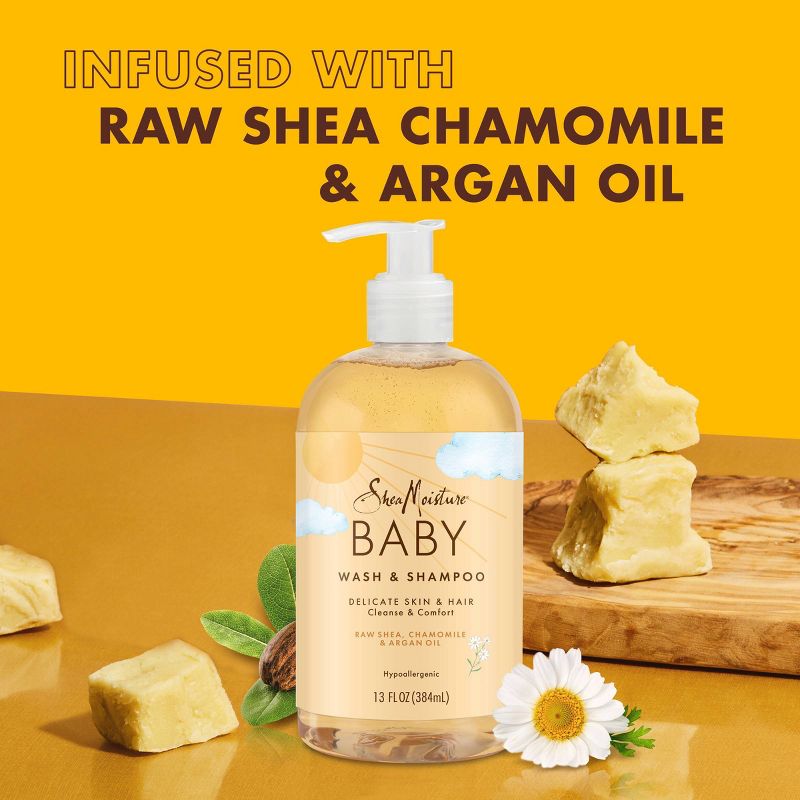 SheaMoisture Baby Wash &#38; Shampoo Raw Shea + Chamomile + Argan Oil Calm &#38; Comfort for All Skin Types - 13 fl oz, 5 of 16