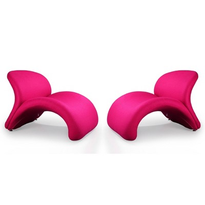 Fuchsia Geometric Metal Slipper Accent Chair