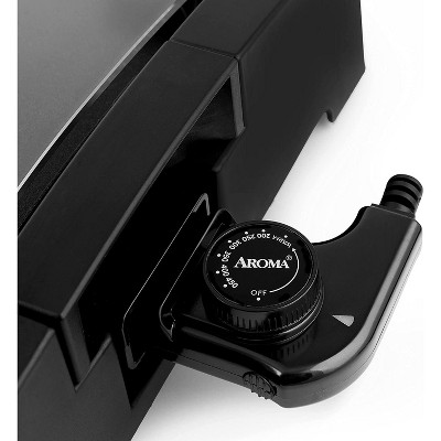 Compact Black and Silver Electric Indoor Grill with Glass Lid