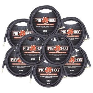 Pig Hog Tour Grade 10ft Instrument Cable 1/4" to 1/4" Right Angle to Straight Connectors (PH10R) - 8 Pack - 1 of 4