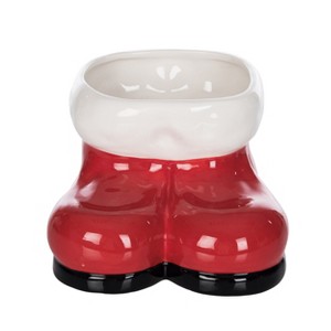 Transpac Ceramic Santa Boots Decorative Sculptures for Christmas Red Tabletop Decor Perfect for Holiday Gifts and Festive Decor - 1 of 1