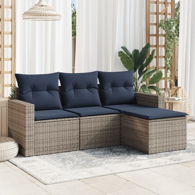 vidaXL Garden Sofa Set PE rattan 4 Piece Removable Covers