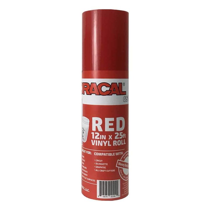 Oracal - 12.125" x 25ft, Roll of 651 Craft Vinyl - Adhesive Vinyl Gloss Finish - Outdoor and Permanent - Red, 1 of 2