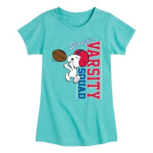 Girls' - Peanuts - Snoopy Varsity Squad Fitted Short Sleeve Graphic T-Shirt - 1 of 4