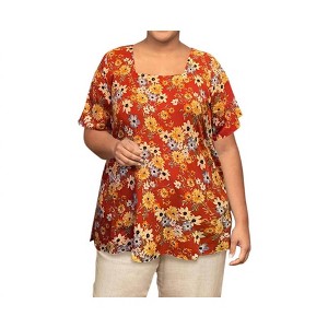 Women's Printed Square Neck Tunic - Plus - On The Plus Side - 1 of 4