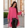 Seta T Women's Lantern Long Sleeve Round Neck High Low Irregular Hem Casual Blouse - 4 of 4