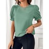 Coolmee Women Summer Blouse Casual Puff Short Sleeve Tops Fashion Crew Neck Tunic Shirts - 4 of 4