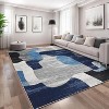 5x7 Blue Washable Modern Abstract Area Rug, Low Pile Non-Slip Carpet for Living Room, Bedroom, Dining Room, Home Office - 2 of 4
