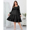 Clearlove Womens Plus Size Square Neck Dresse High Waist Smocked Ruffle A Line Tiered Flowy Maxi Dress with Pocket - 3 of 4