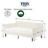 Maliang Twin Size Beige Velvet Upholstered Daybed with Ribbed Tufted Backrest - 4 of 4
