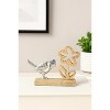 Metal Bird and Flower on Wood Base (Set of 2) - 2 of 3