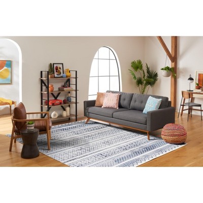 Ivory Rectangular 9' x 12' Stain-Resistant Synthetic Area Rug