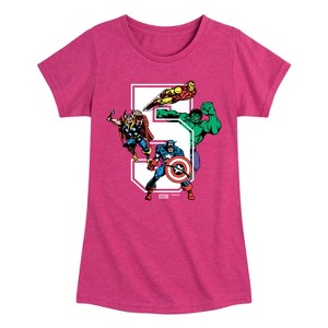 Girls' - Marvel - Avengers Birthday 5 Fitted Short Sleeve Graphic T-Shirt - 1 of 4