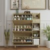 Lirago Natural 36.6" Bohemian Shoe Cabinet-3 Rattan Drawers and 3 Shelves for 18 Pairs Shoes - 2 of 4