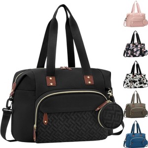 Itopfox Medium Black Diaper Tote Bag for Parents with Pacifier Case, 10 Pockets, Insulated Bottle Holders, Travel-Friendly - 1 of 4