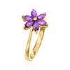 Ross-Simons 0.70 ct. t.w. Amethyst Flower Ring in 18kt Gold Over Sterling - 3 of 4