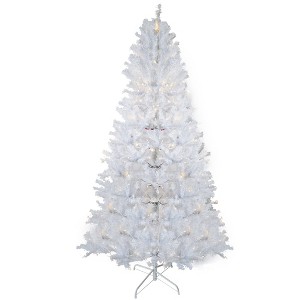 6.5FT Pre-Lit Artificial Christmas Tree, Christmas Entrance Tree with Metal Base &  818 Branch, Xmas Tree Holiday Decoration for Home Office Party - 1 of 4