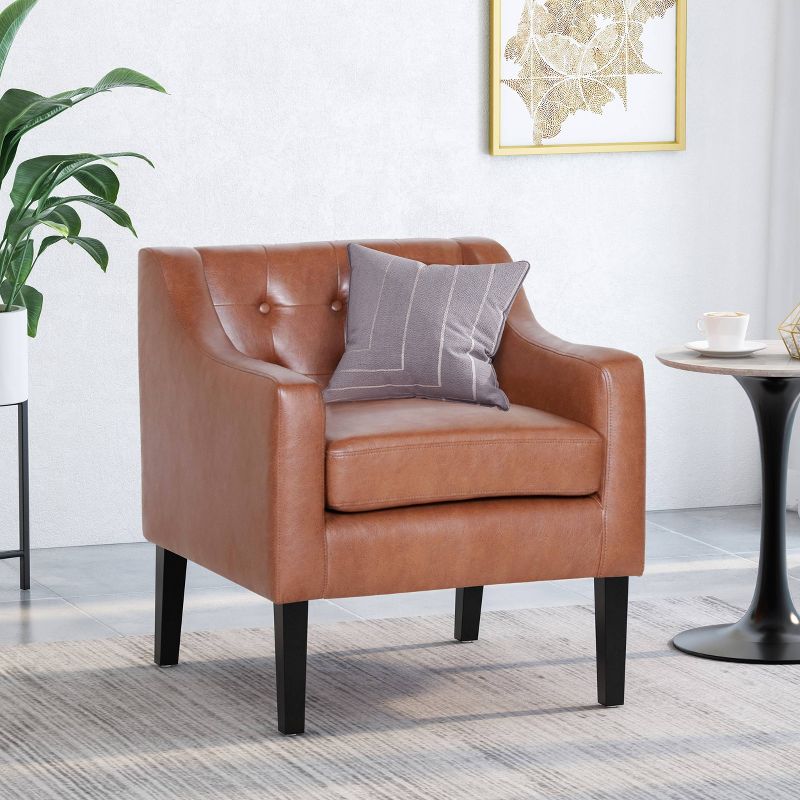 Deanna Contemporary Faux Leather Tufted Accent Chair - Christopher Knight Home, 3 of 11