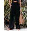 Coolmee Women Casual Linen Palazzo Pants Boho Wide Leg High Waist Lounge Pant Travel Vacation Outfits - 3 of 4