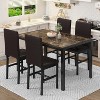 Hooseng 5-Piece Marble DiningTableSet with 4 Metal Frame Chairs, Dining Table Set for 4, Modern Style Kitchen Table and Chair Set, White - 3 of 4