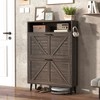 Shoe Cabinet, Barn Door Design Shoe Organizer with 2 Tier Flip Drawers & Open Storage Shelf, Free Standing Shoe Rack Cabinet for Entryway, Hallway - 2 of 4