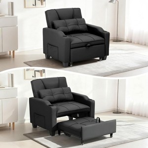 3-in-1 Convertible Sofa Bed Chair£¬Pull-Out Sleeper with Adjustable Backrest, USB Charging Port, Cup Holders & Side Pockets, for Living Room Bedroom - 1 of 4
