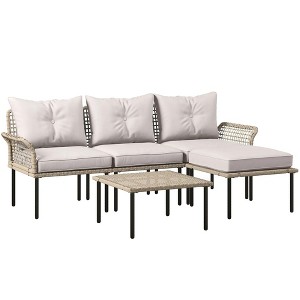 Resenkos 5-Piece Rattan Patio Furniture Set, Outdoor Sectional Furniture, - 1 of 4