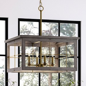 Urban Ambiance Luxury Modern Farmhouse Chandelier 12.75''H x 21.375''W,  Distressed Brass Finish,  Ballina Collection, UHP3955 - 1 of 4