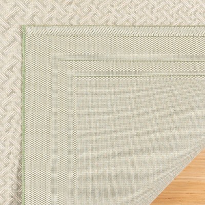 Palm Green and Sand Rectangular Synthetic Indoor/Outdoor Rug 5'3" x 7'