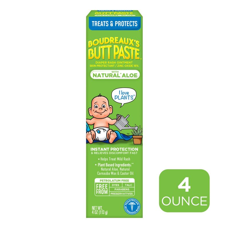 Boudreaux&#39;s Butt Paste Baby Diaper Rash Cream with Natural Aloe - 4oz, 1 of 14