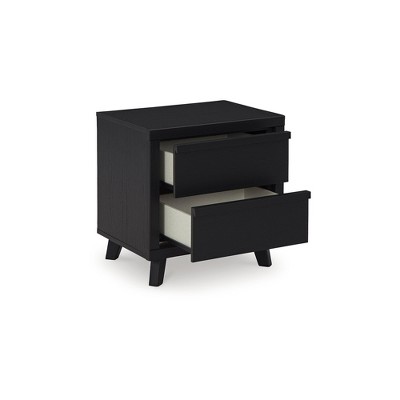 Black Modern 2-Drawer Nightstand with Wireless Charging