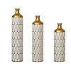 Zeus & Ruta White Modern Glazed Metal Floor Vases Set of 3 - Large Droplet-Shaped Gorgeous Decor for Home - 2 of 4