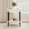 Garvee Round End Table Wood Side Table with Drawer Farmhouse Circle End Tables Accent Bedside Table Metal Frame Small Nightstand - 2 of 4