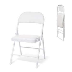 Real Relax Folding Chairs with Padded Seats for Events Home Office, Pu Leather Folding Chair - 1 of 4