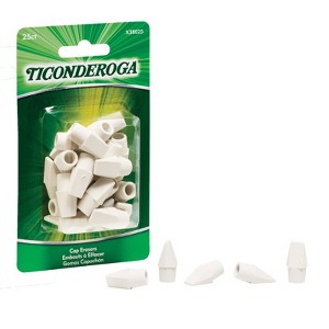 Ticonderoga Wedge Cap Erasers, White, 25 Count - 1 of 1