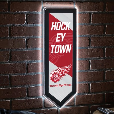 Evergreen Ultra-Thin Glazelight LED Wall Decor, Pennant, Detroit Red Wings- 9 x 23 Inches Made In USA