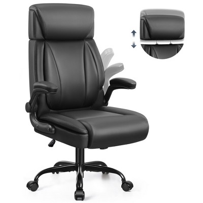 KERDOM Leather Office Chair, Big and Tall Office Chair Executive Breathable PU Computer Chair with Lumbar Support, Black
