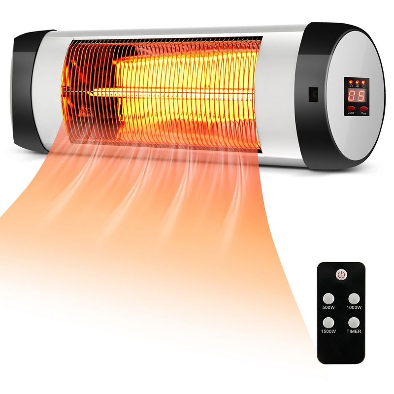 Costway Patio Electric Heater  Wall-Mounted Infrared Heater W/ Remote Control, 1 of 11