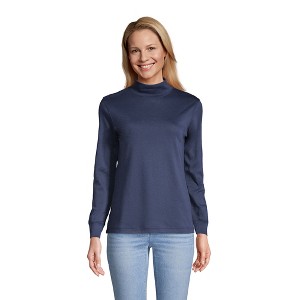 Lands' End Women's Long Sleeve Supima Mock Turtleneck - 1 of 2